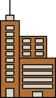 Skyscraper Building Icon In Brown Color. vector