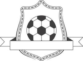 Doodle Soccer Shield Label On White Background. vector