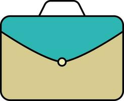 Teal And Bronze Briefcase Bag Flat Icon. vector