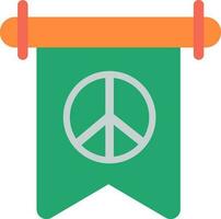 Isolated Peace Bookmark Ribbon Tag Icon In Green And Orange Color. vector