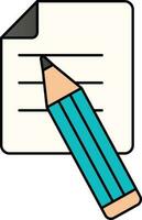 Paper With Pencil Colorful Icon In Flat Style. vector