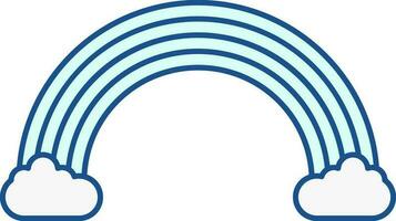 Flat Style Rainbow Cloud Turquoise And White Icon. vector