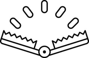 Black Linear Style Snap Trap Icon. vector