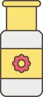 esencia de rosas botella icono en amarillo y rojo color. vector