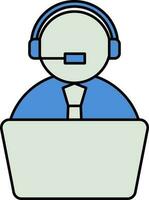 Customer Service Icon In Blue And Gray Color. vector