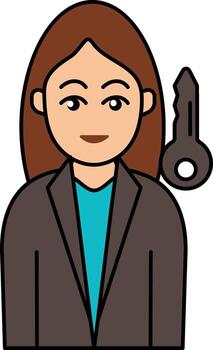 Smart Business Man With Key Colorful Icon Or Symbol. vector