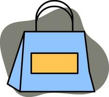 Blue And Yellow Color Carry Bag Or Purse Icon On White Background. vector