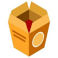 Isometric chinese soup box icon in brown color. vector