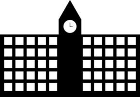 Flat style university icon in black color. vector