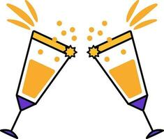 Cheers Drink Glass Orange And Violet Icon In Flat Style. vector