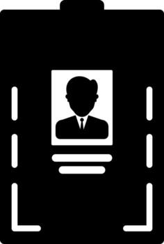 Black and White  identity card icon in flat style. vector