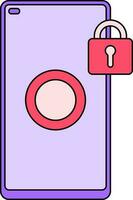 Red And Purple Color Money Lock In Smartphone Icon. vector