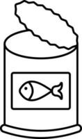 Isolated Fish Canned Food Icon In Linear Style. vector
