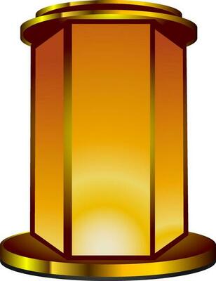 Retro illustration of illuminated lamp in brown and yellow color.