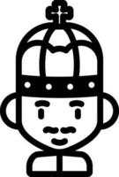 King Icon In Black Line Art. vector