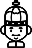 King Icon In Black Line Art. vector