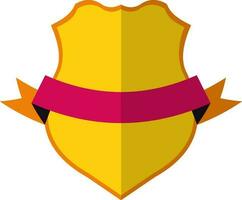 Pink ribbon decorated yellow shield. vector