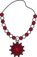 Necklace with Locket Icon in Red and White Color. vector