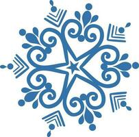 Monochrome Ornamental Snowflake in blue color. vector