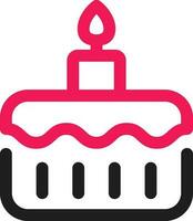 Line Art Cake Icon in Black and Pink Color. vector