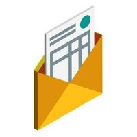 Isometric element of mail or envelope. vector