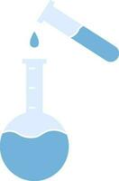 Round Bottom Flask With Test Tube Icon in Blue Color. vector