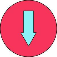 azul descargar firmar en rosado círculo. vector