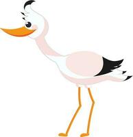 Cartoon character of stork in standing pose. vector
