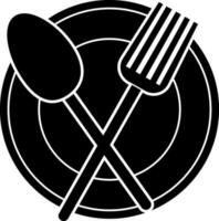 Fork and spoon on plate. vector