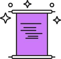 Magic Scroll Paper Icon In Purple Color. vector