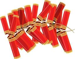Realistic firecrackers garland in red color. vector