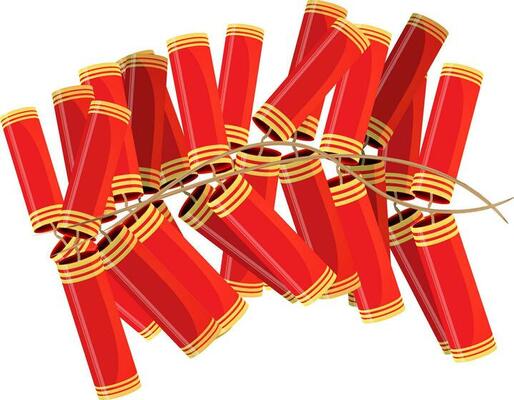 Realistic firecrackers garland in red color.