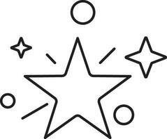 Sparkling Star Icon In Black Outline. vector