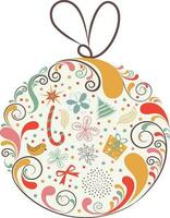 Colorful floral elements and Christmas icon decorated ball. vector