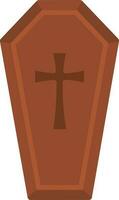 Isolated Brown Coffin Box Icon In Flat Style. vector