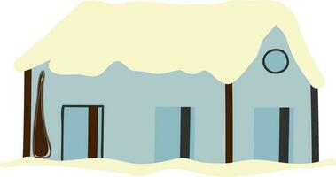 Illustration of a hut with snow. vector