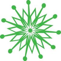 Flat style illustration of a green snowflake. vector