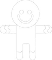 Isolated thin line icon of smiling Cookie man. vector