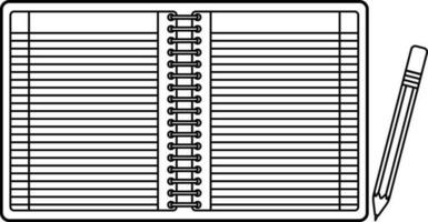 Illustration of open notebook and pencil. vector