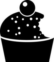 Vector sign or symbol of cupcake in Black and White color.