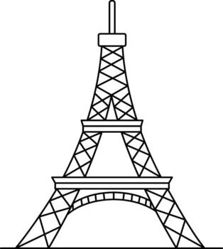 Thin Line Art Eiffel Tower Icon in Flat Style. vector