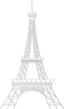Illustration of eiffel tower in line art. vector