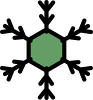 ilustración de copo de nieve icono en verde y negro color. vector