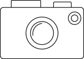 Black line art illustration of a camera icon. vector