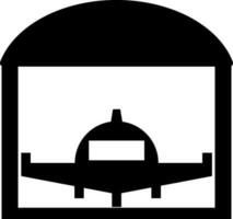 Front view of airport with airplane icon or symbol. vector