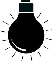 Black and white electric bulb with rays. vector