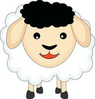 Standing funny sheep in flat style illustration. vector