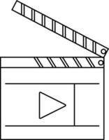 Clapperboard icon in stroke with video sign for action in cinama. vector