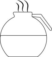 Hot teapot in line art illustration. vector