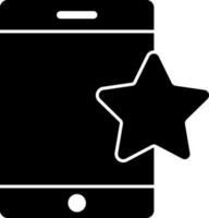 Smartphone with star icon in flat style. vector